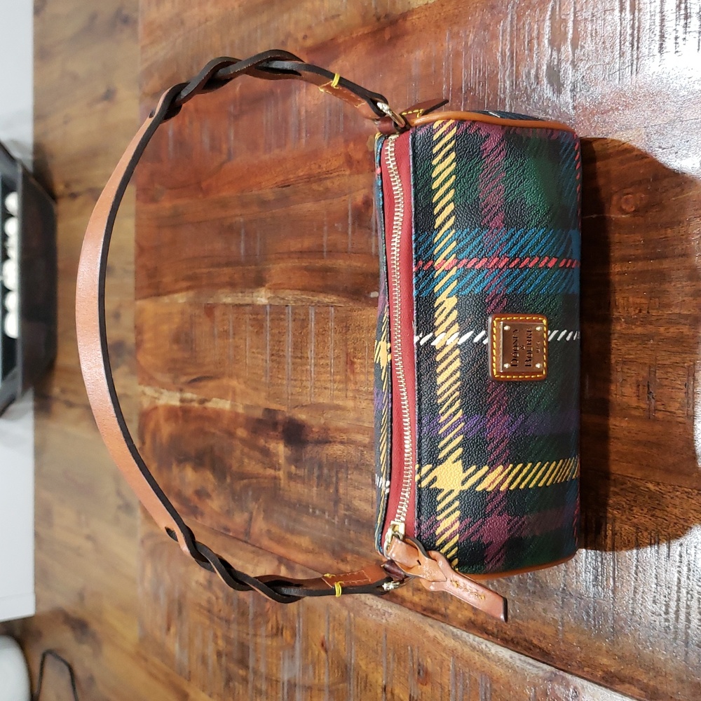 Dooney & Bourke Windsor Tartan Barrel Bag - Red, Green, Yellow - Picture 3 of 16